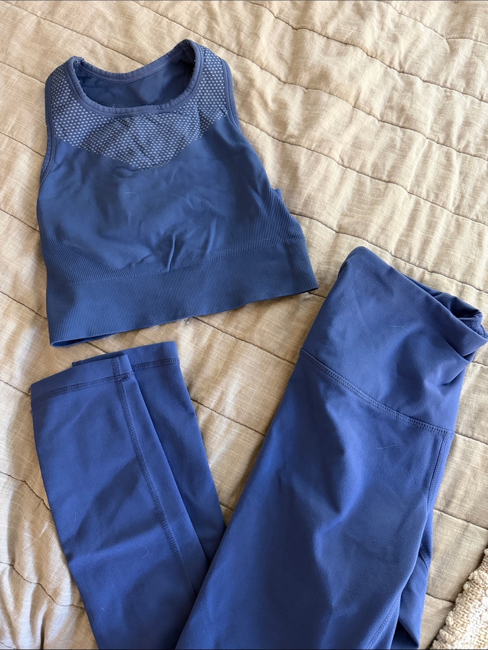 Zella Purple/ Blue High-Waist Seamless Leggings with Matching Crop Top